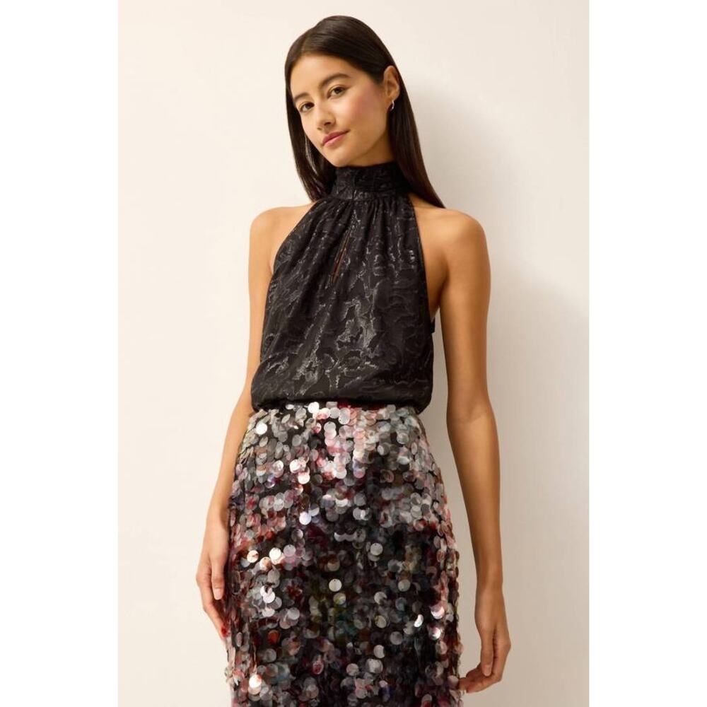 Marie Oliver Goldie Blouse in Black Metallic XS